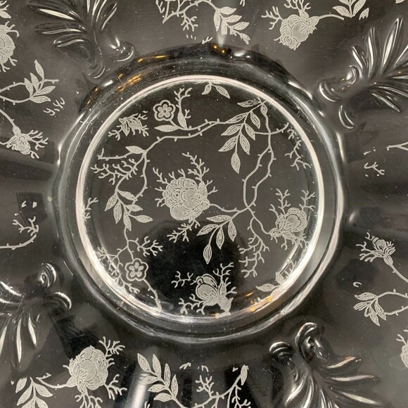 Fostoria Baroque Fleur De Lis Clear Serving Platter Etched Chintz Pattern Dish - Picture 2 of 4